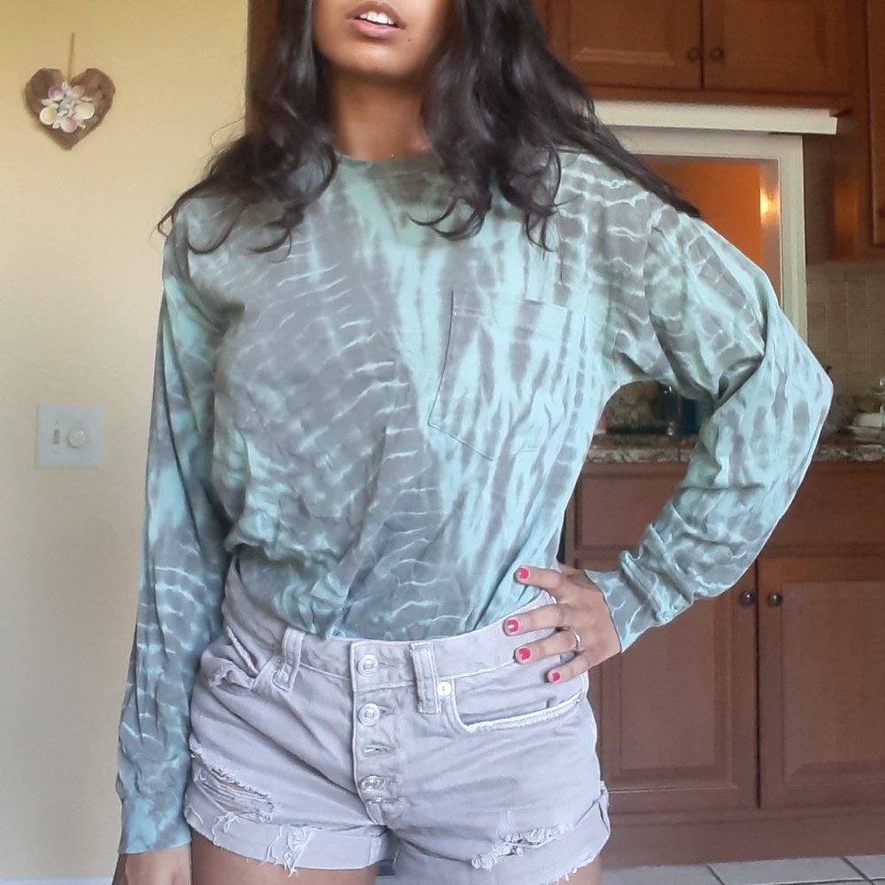 PINK VS Green Tie Dye Long Sleeve T Shirt XS